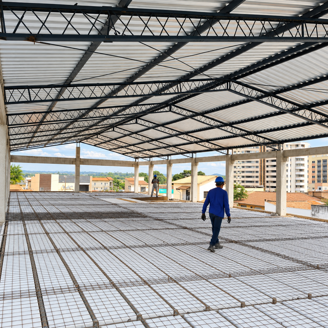 Obra em andamento, estrutura em concreto